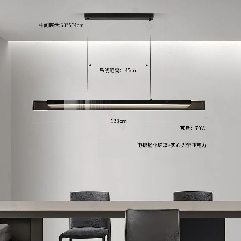 Modern Long Glass Pendant Chandelier Minimalist LED Hanging Light For Dining Kitchen Island 7