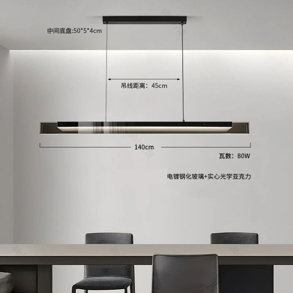 Modern Long Glass Pendant Chandelier Minimalist LED Hanging Light For Dining Kitchen Island 8