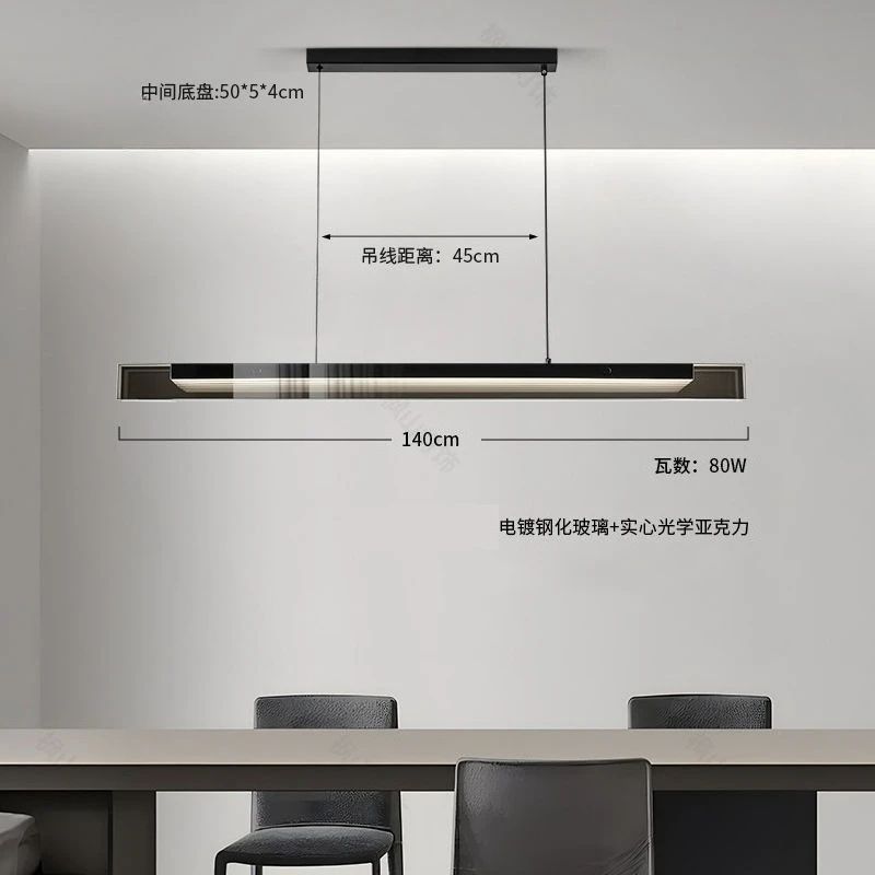 Modern Long Glass Pendant Chandelier Minimalist LED Hanging Light For Dining Kitchen Island 8