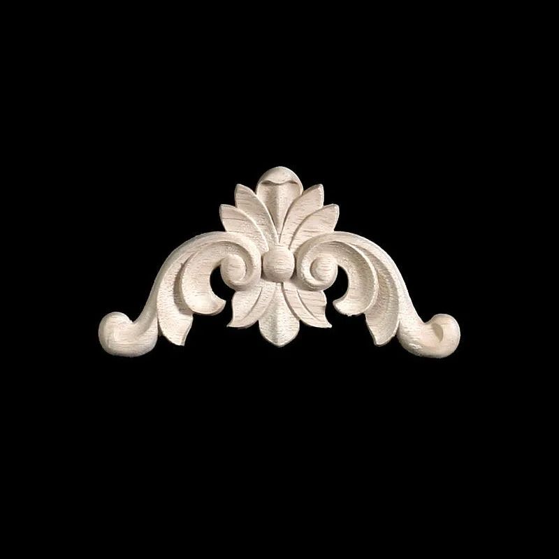 Unpainted Floral Wood Carved Corner Appliques Decorative Onlay Trim For Furniture Home Decor 1
