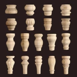 half round roman wood column cap applique – decorative carved furniture onlay accent