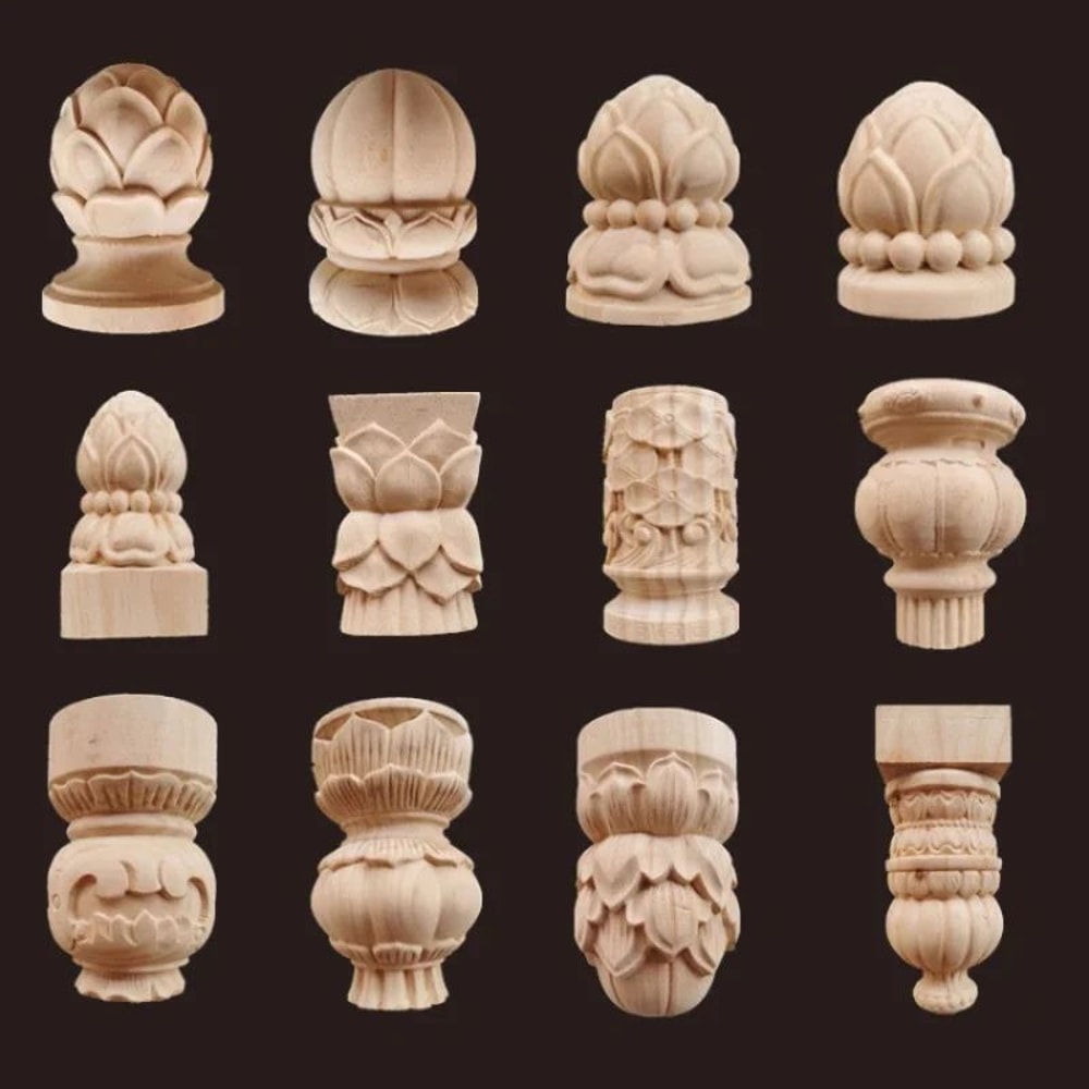 Half Round Roman Wood Column Cap Applique Decorative Carved Furniture Onlay Accent 2