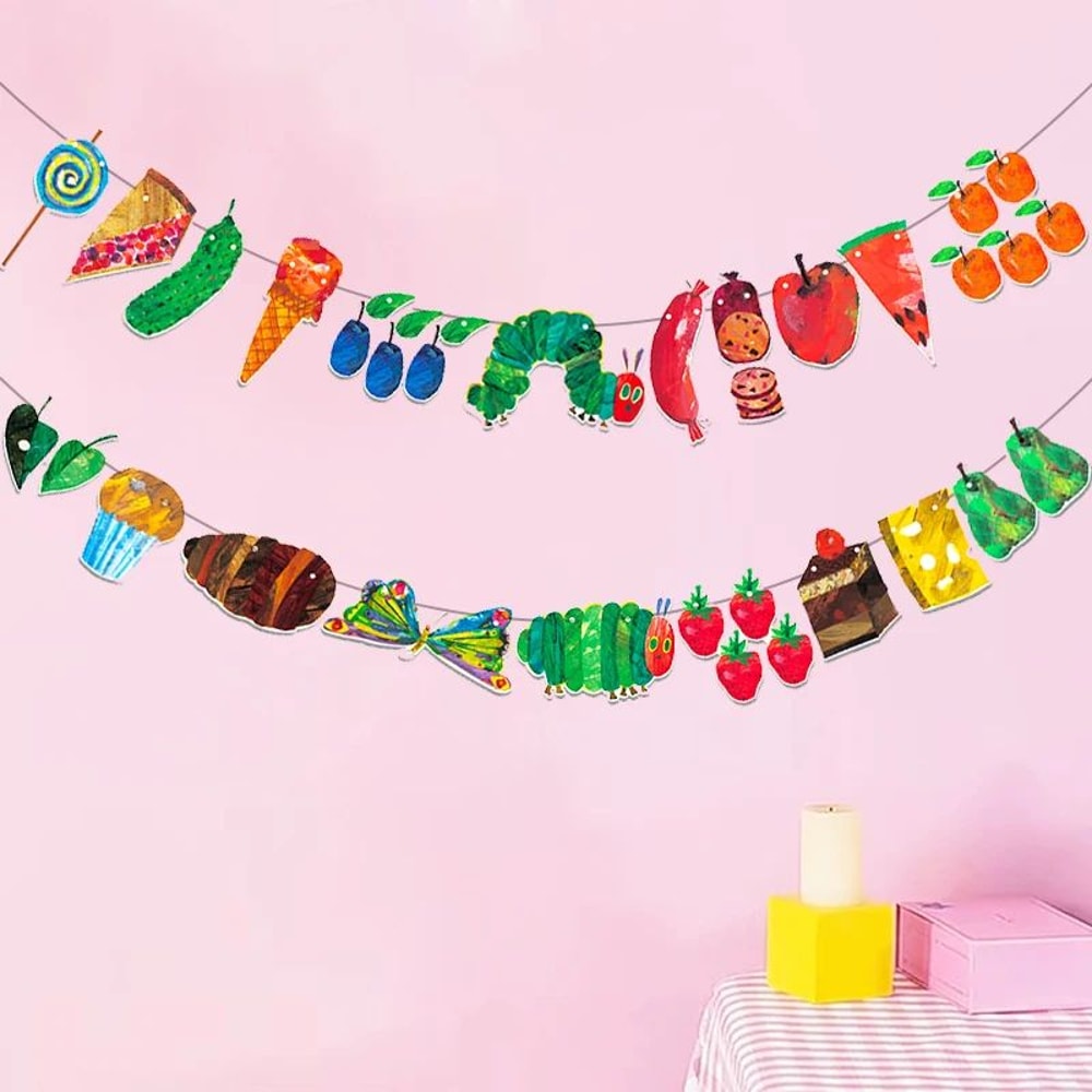 The Very Hungry Caterpillar Flag Banner Set Colorful Classroom Hanging Decor With 3M Rope 1