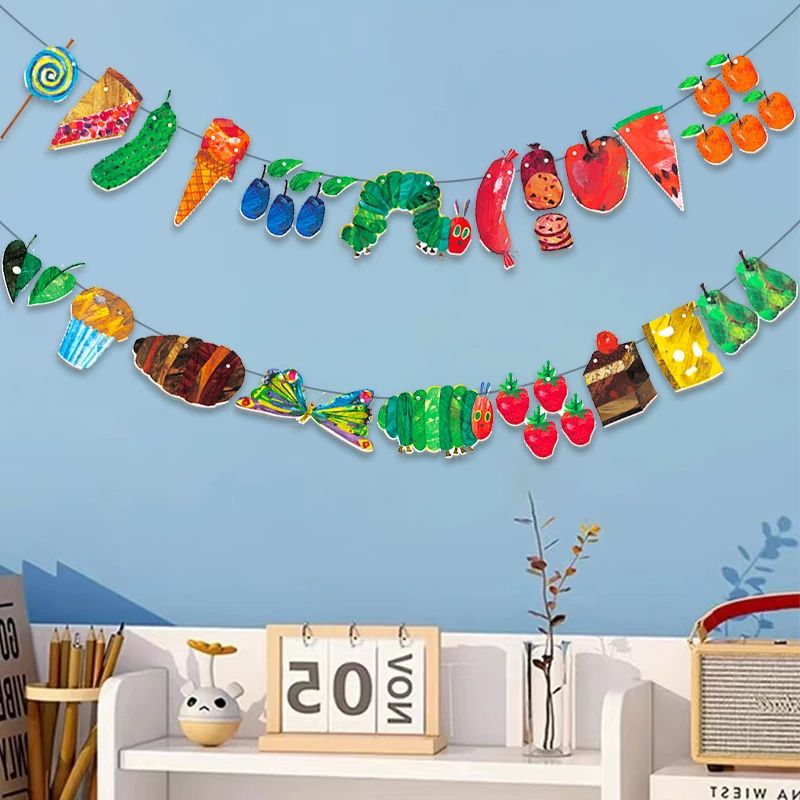 The Very Hungry Caterpillar Flag Banner Set Colorful Classroom Hanging Decor With 3M Rope 0