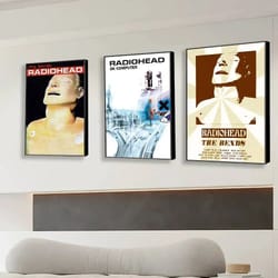 vintage radiohead poster wall art – retro rock band hd print for home & bar decor