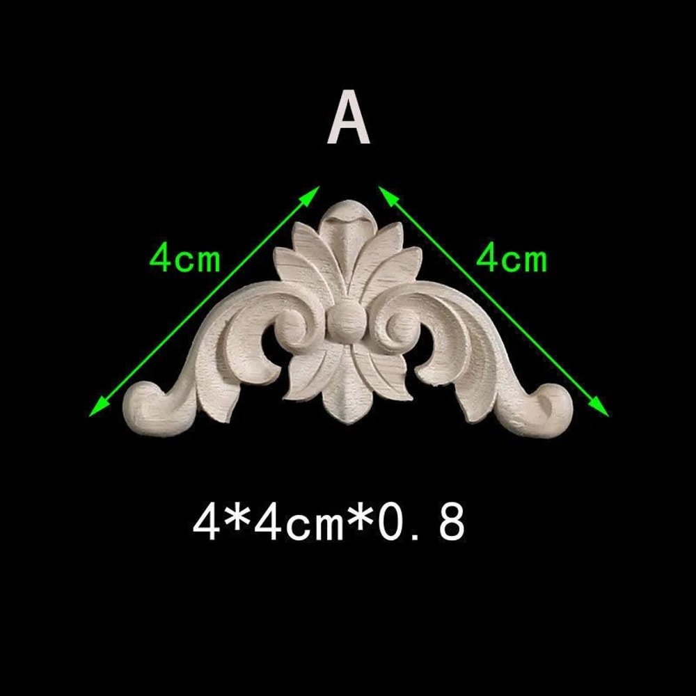 Unpainted Floral Wood Carved Corner Appliques Decorative Onlay Trim For Furniture Home Decor 6