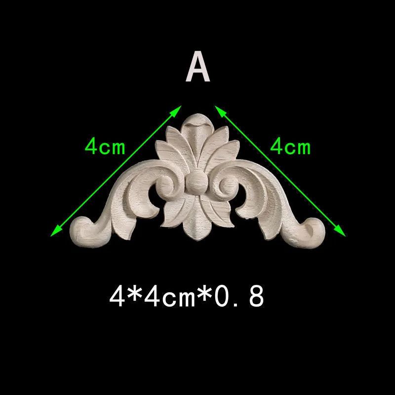 Unpainted Floral Wood Carved Corner Appliques Decorative Onlay Trim For Furniture Home Decor 6