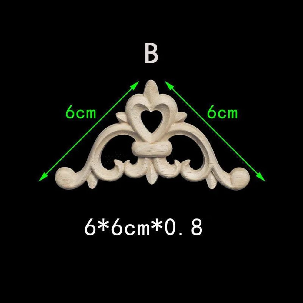 Unpainted Floral Wood Carved Corner Appliques Decorative Onlay Trim For Furniture Home Decor 15