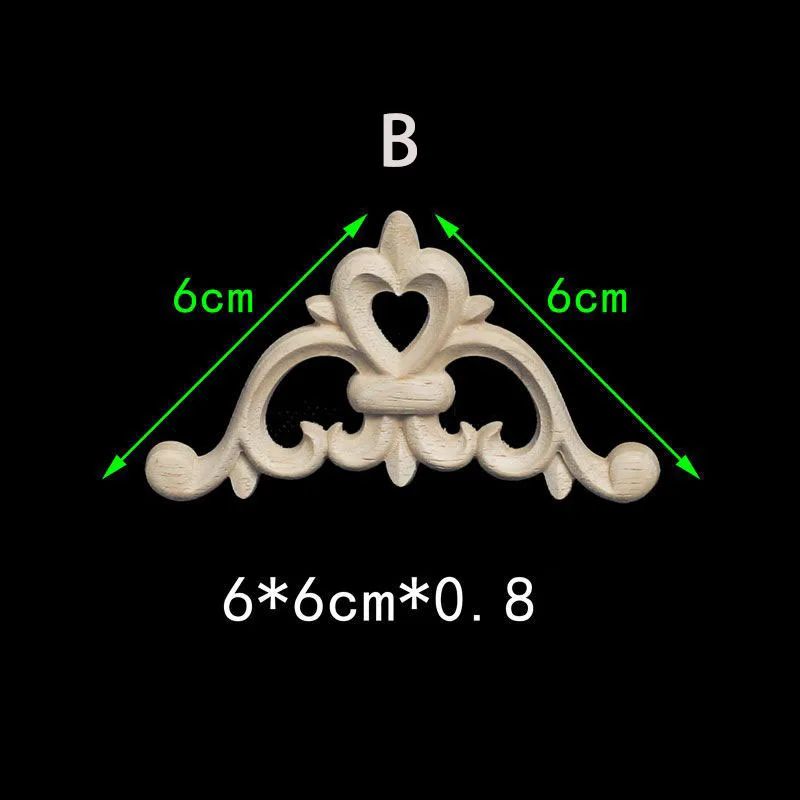 Unpainted Floral Wood Carved Corner Appliques Decorative Onlay Trim For Furniture Home Decor 15