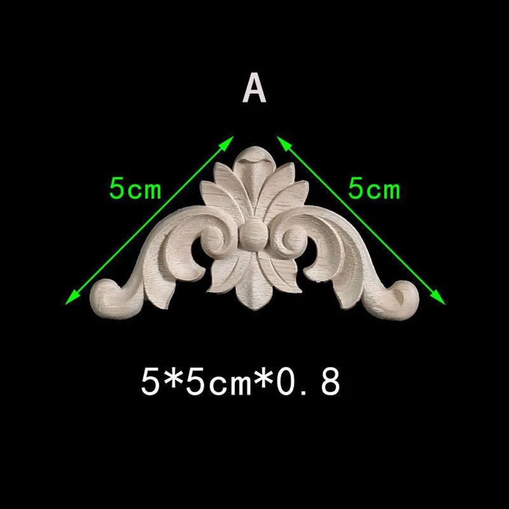 Unpainted Floral Wood Carved Corner Appliques Decorative Onlay Trim For Furniture Home Decor 7