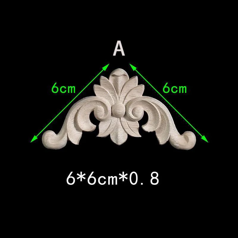 Unpainted Floral Wood Carved Corner Appliques Decorative Onlay Trim For Furniture Home Decor 8