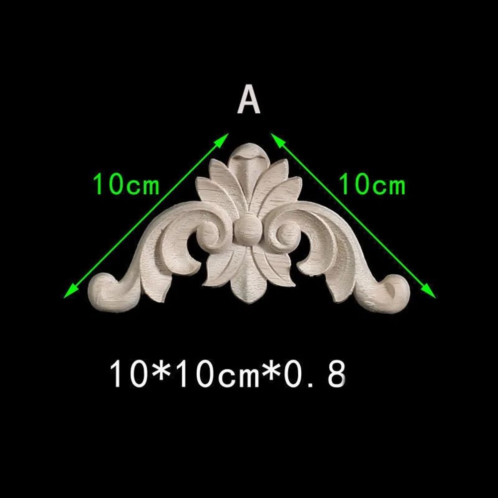 Unpainted Floral Wood Carved Corner Appliques Decorative Onlay Trim For Furniture Home Decor 10