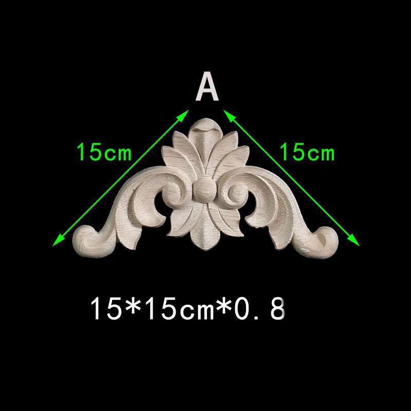 Unpainted Floral Wood Carved Corner Appliques Decorative Onlay Trim For Furniture Home Decor 12