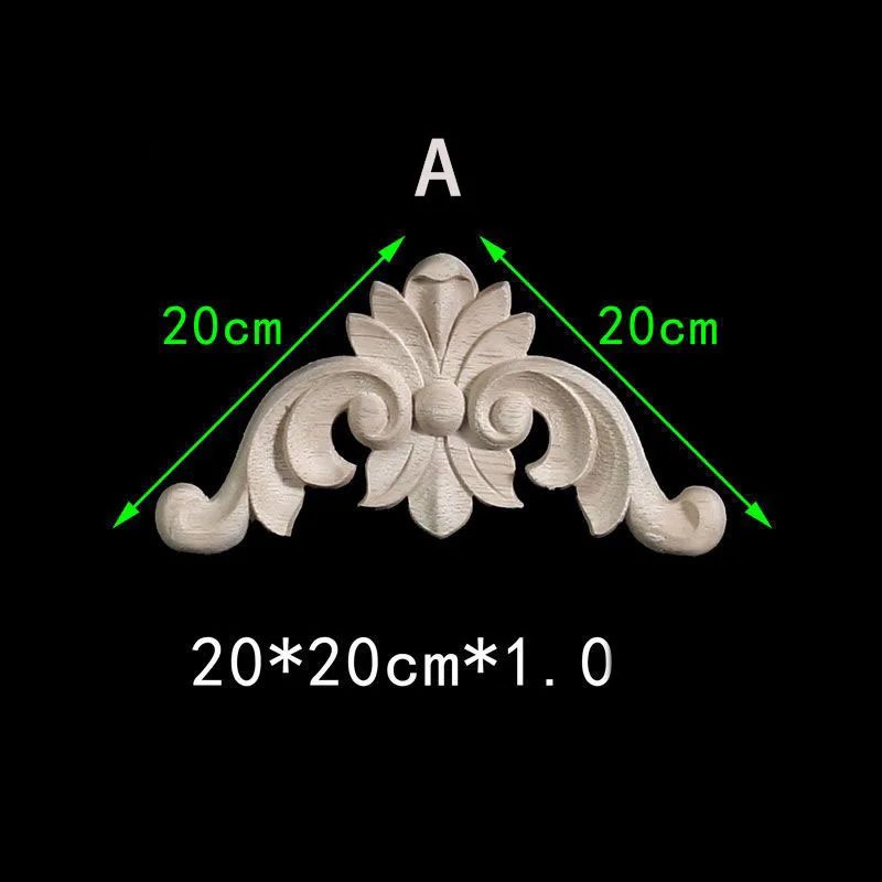 Unpainted Floral Wood Carved Corner Appliques Decorative Onlay Trim For Furniture Home Decor 13