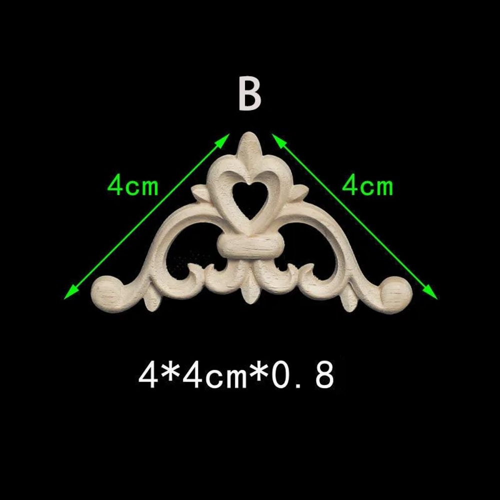 Unpainted Floral Wood Carved Corner Appliques Decorative Onlay Trim For Furniture Home Decor 14