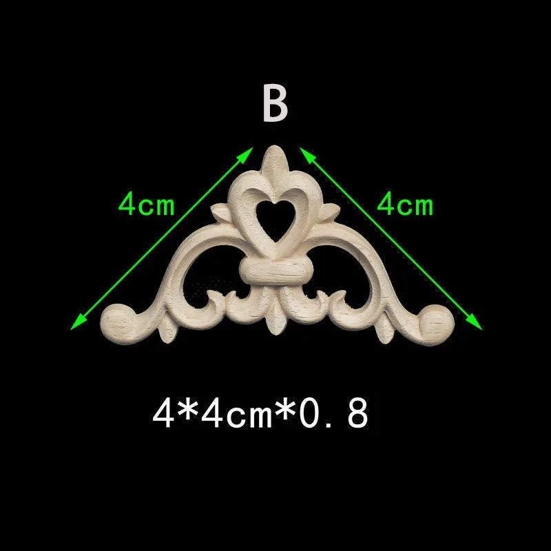 Unpainted Floral Wood Carved Corner Appliques Decorative Onlay Trim For Furniture Home Decor 14
