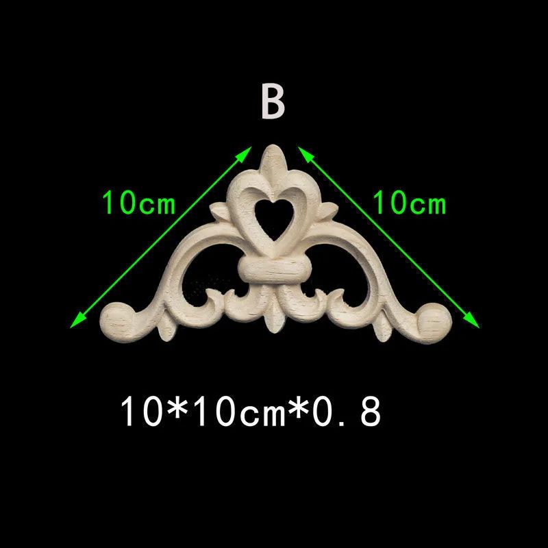 Unpainted Floral Wood Carved Corner Appliques Decorative Onlay Trim For Furniture Home Decor 17