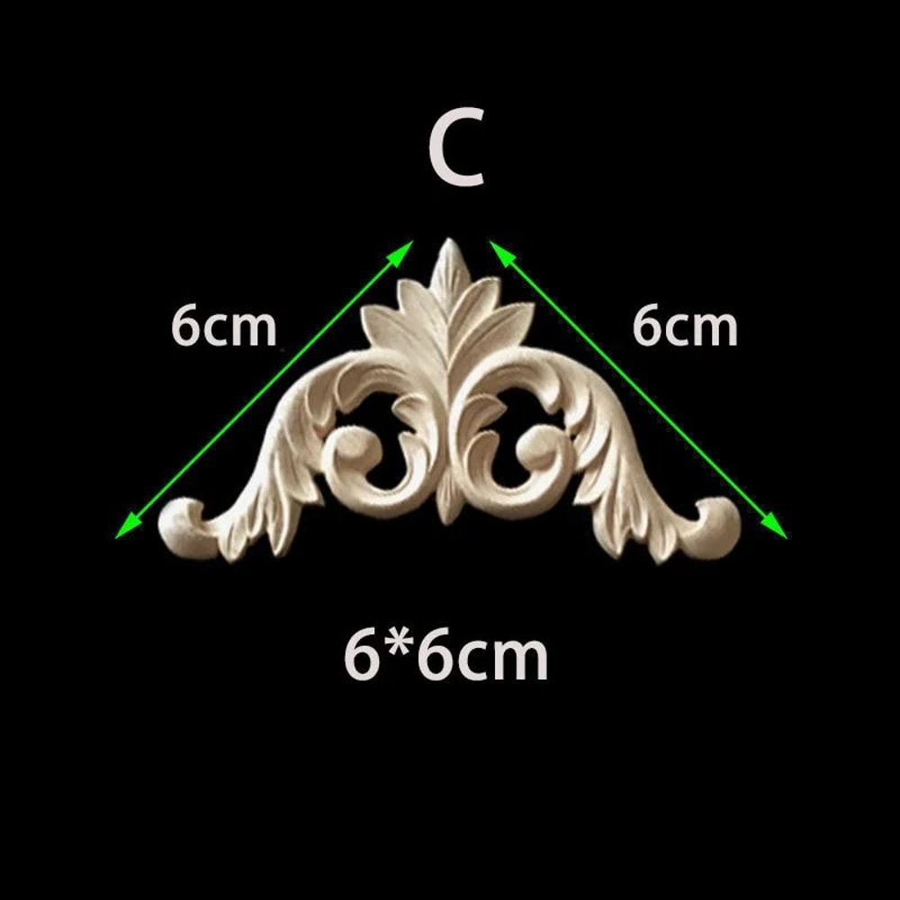 Unpainted Floral Wood Carved Corner Appliques Decorative Onlay Trim For Furniture Home Decor 20