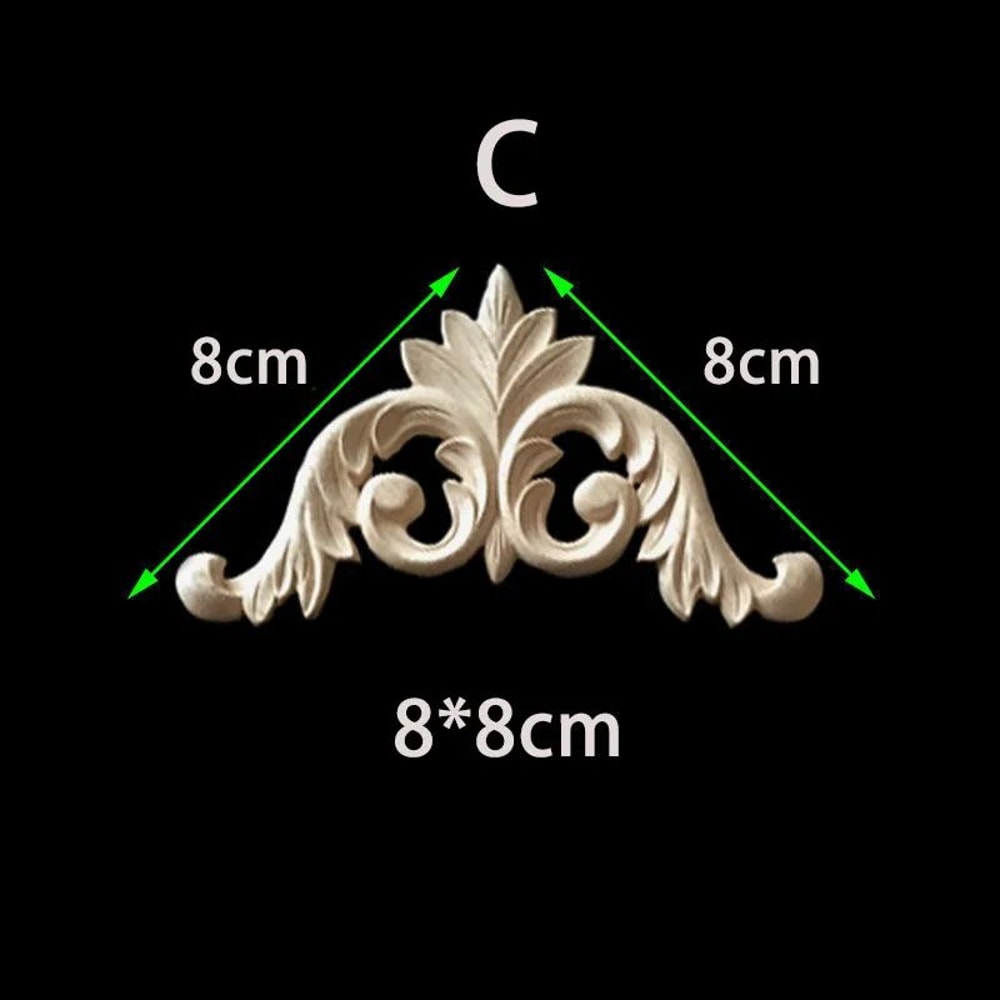 Unpainted Floral Wood Carved Corner Appliques Decorative Onlay Trim For Furniture Home Decor 21