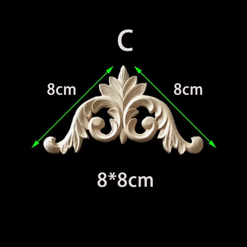 Unpainted Floral Wood Carved Corner Appliques Decorative Onlay Trim For Furniture Home Decor 21