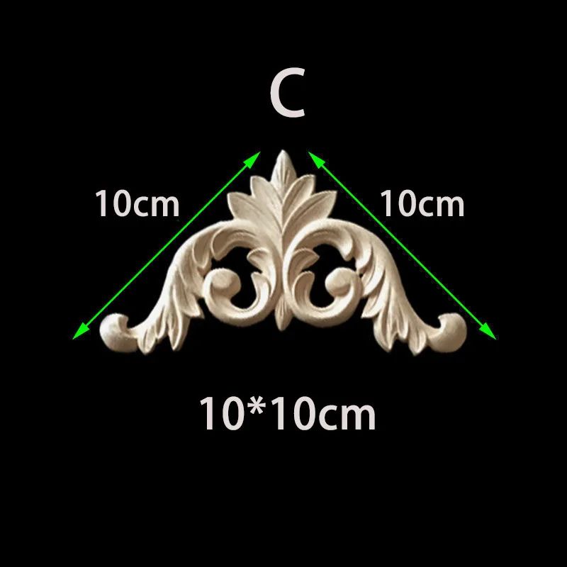 Unpainted Floral Wood Carved Corner Appliques Decorative Onlay Trim For Furniture Home Decor 22