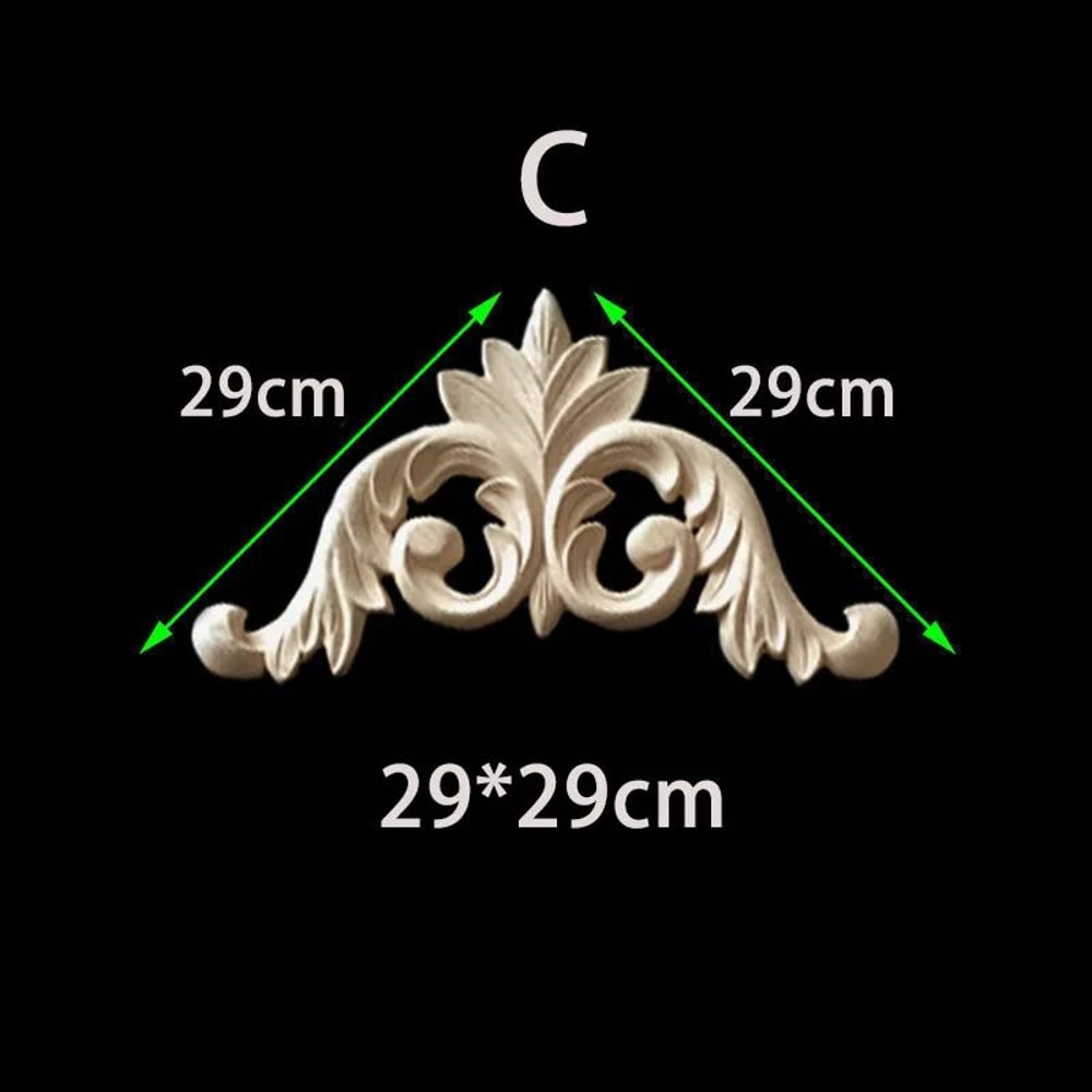 Unpainted Floral Wood Carved Corner Appliques Decorative Onlay Trim For Furniture Home Decor 26