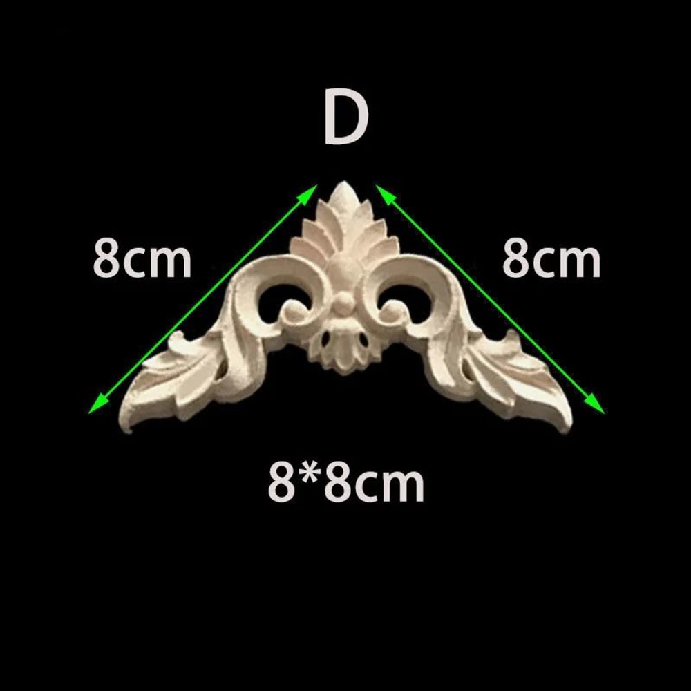 Unpainted Floral Wood Carved Corner Appliques Decorative Onlay Trim For Furniture Home Decor 27