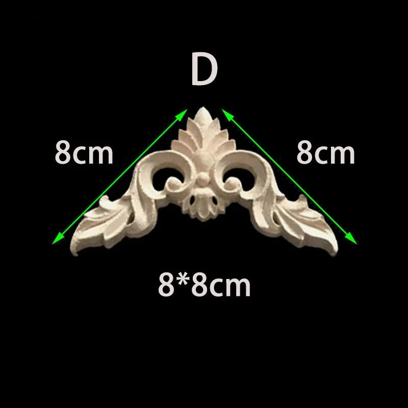 Unpainted Floral Wood Carved Corner Appliques Decorative Onlay Trim For Furniture Home Decor 27