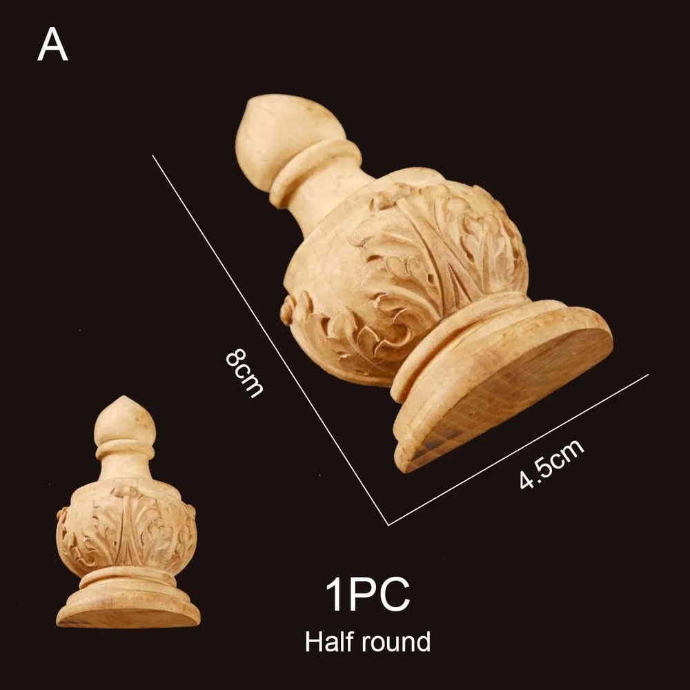 Half Round Roman Wood Column Cap Applique Decorative Carved Furniture Onlay Accent 7