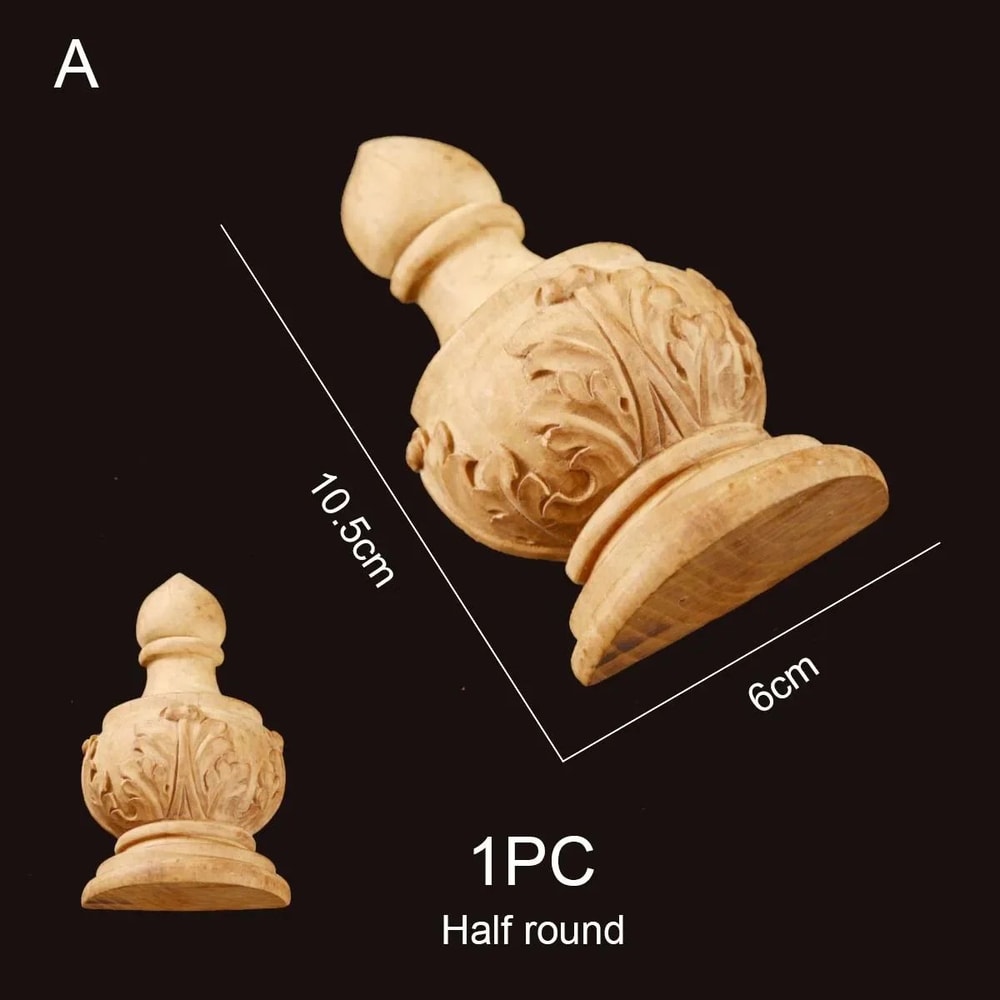 Half Round Roman Wood Column Cap Applique Decorative Carved Furniture Onlay Accent 8