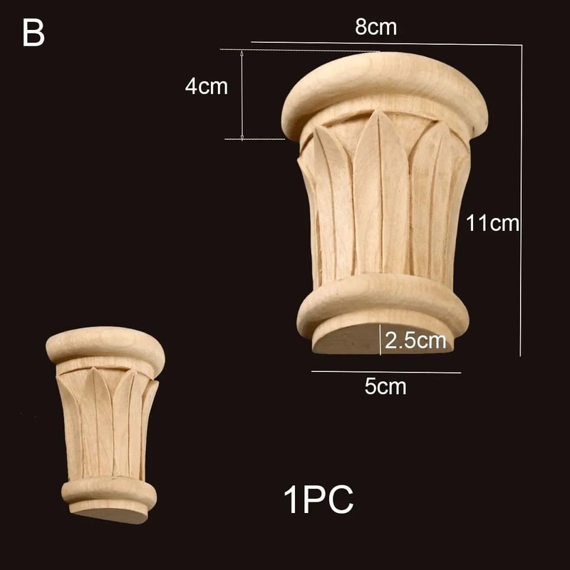 Half Round Roman Wood Column Cap Applique Decorative Carved Furniture Onlay Accent 10