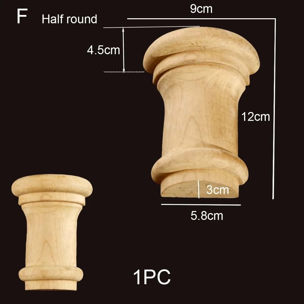 Half Round Roman Wood Column Cap Applique Decorative Carved Furniture Onlay Accent 18