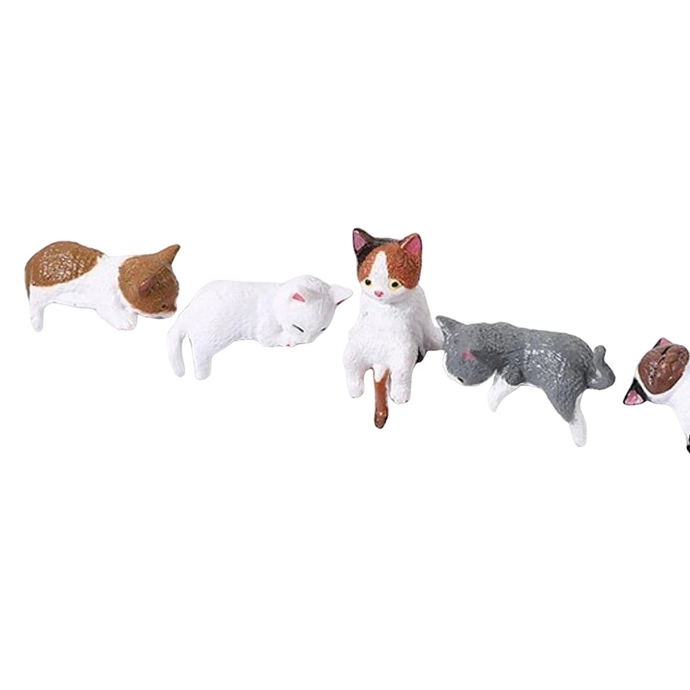 Mini Cute Cat Figurine Set 3D Resin Animal Desk Decor For Shelf Monitor Display 5