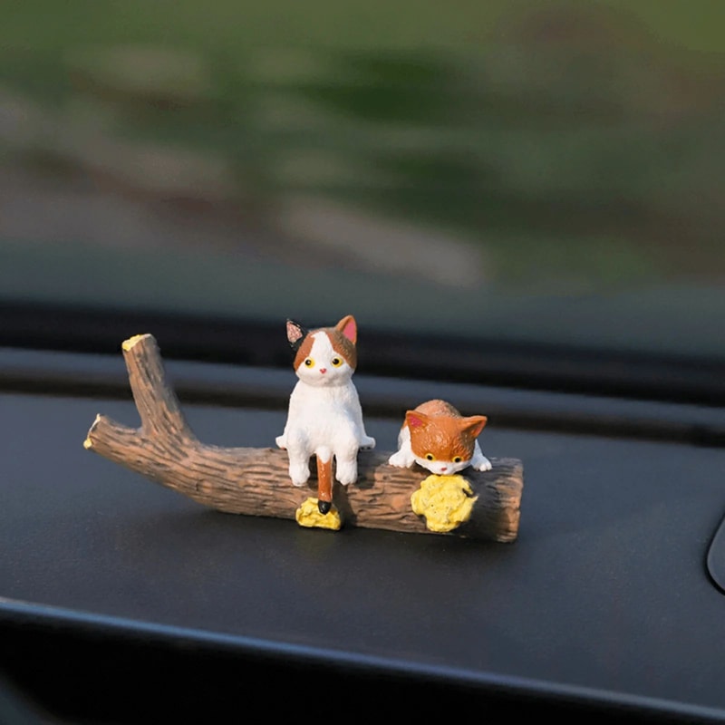 Mini Cute Cat Figurine Set 3D Resin Animal Desk Decor For Shelf Monitor Display 4