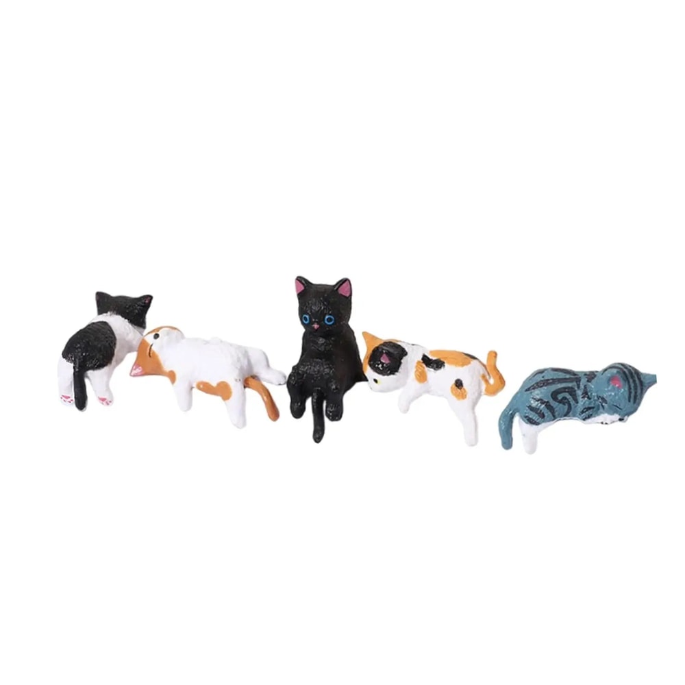 Mini Cute Cat Figurine Set 3D Resin Animal Desk Decor For Shelf Monitor Display 6