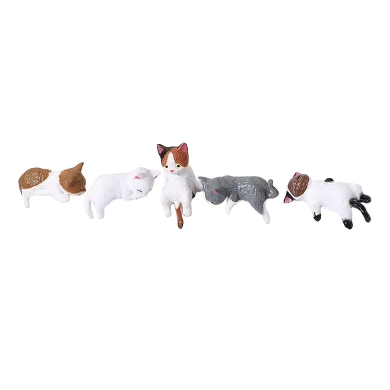 Mini Cute Cat Figurine Set 3D Resin Animal Desk Decor For Shelf Monitor Display 8