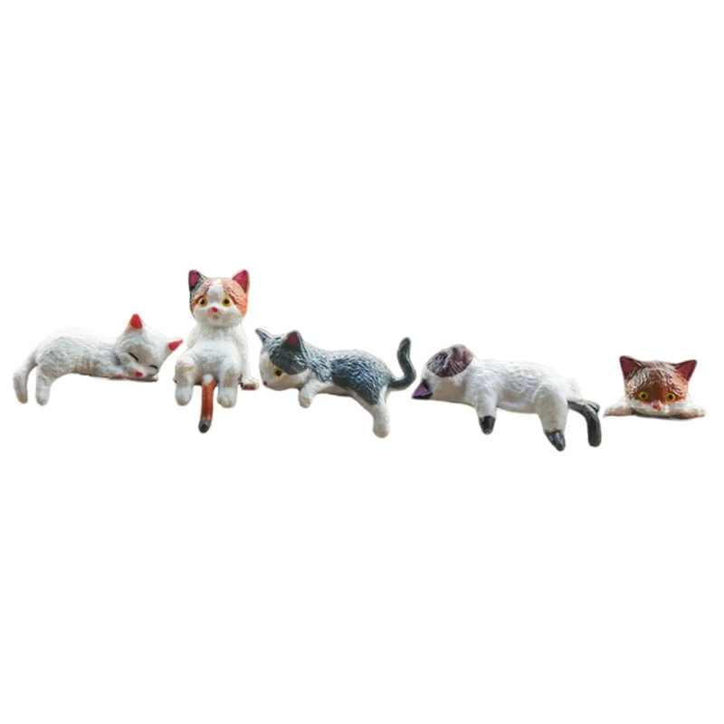 Mini Cute Cat Figurine Set 3D Resin Animal Desk Decor For Shelf Monitor Display 10