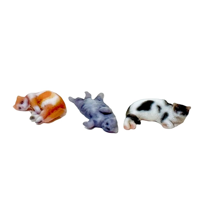 Mini Cute Cat Figurine Set 3D Resin Animal Desk Decor For Shelf Monitor Display 14