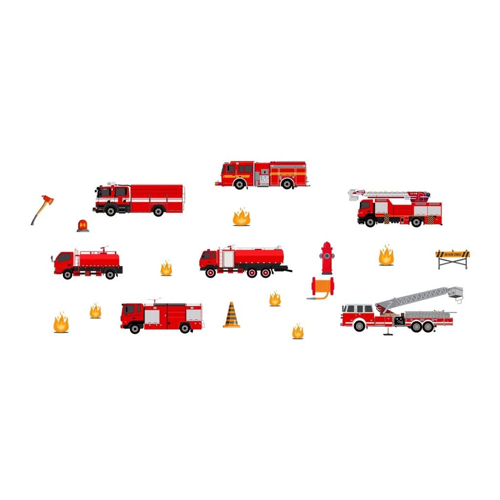 Kids Cartoon Fire Truck Wall Decal Stickers Removable Firetruck Mural For Bedroom Nursery Playroo 5