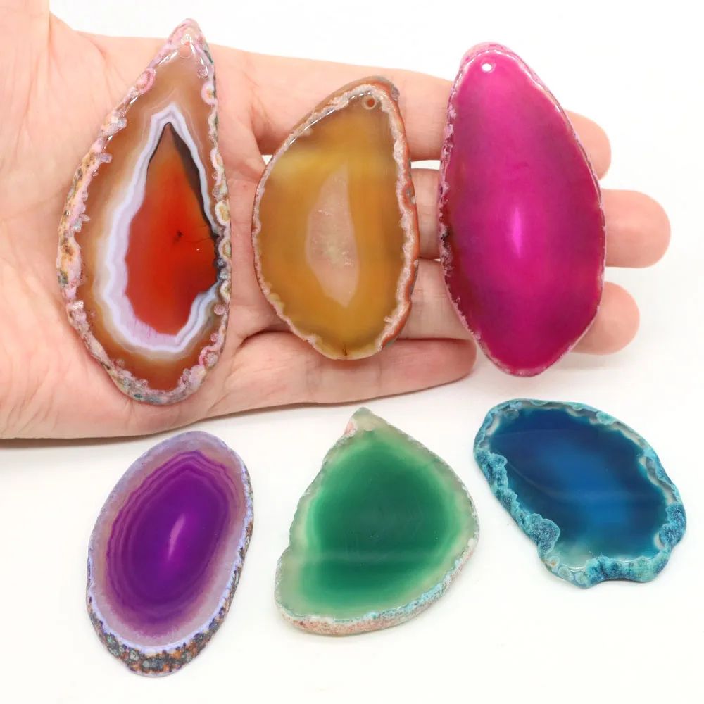 Natural Onyx Agate Geode Slice Pendant Stones Irregular Crystal Slices For Jewelry Healing Home D 0