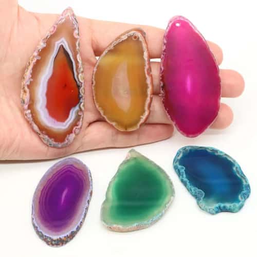 Natural Onyx Agate Geode Slice Pendant Stones – Irregular Crystal Slices for Jewelry, Healing & Home Decor