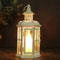 Vintage White Gold Metal Candle Lantern 10in Hanging Decorative Lantern For Indoor Outdoor Event 4