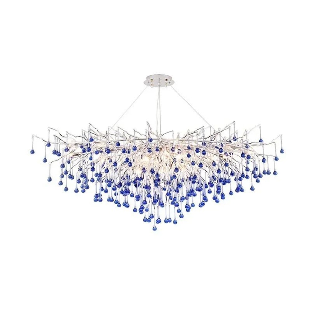 Modern Branch Crystal Chandelier Luxury Pink Blue Teardrop Hanging Ceiling Light 14