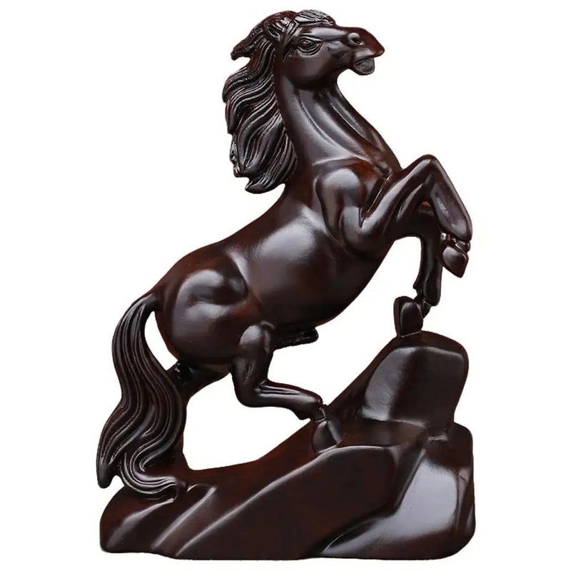 Rosewood Feng Shui Horse Statue Lucky Zodiac Wealth Decor For Home Office Desk 7