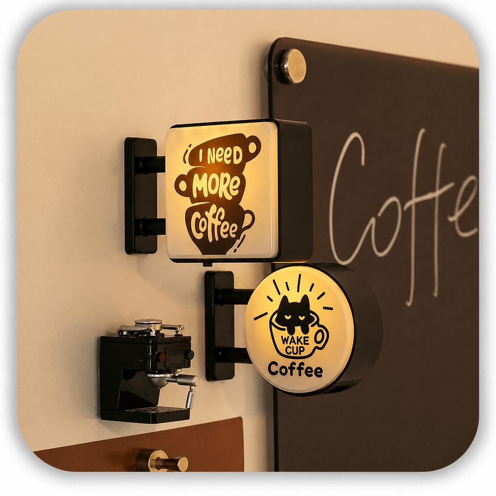 LED Coffee Corner Light Sign Magnet Mini Pegboard Fridge Decor For Cozy Cafe Vibes 0