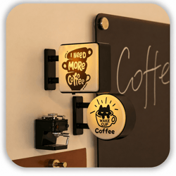 led coffee corner light sign magnet – mini pegboard fridge decor for cozy cafe vibes