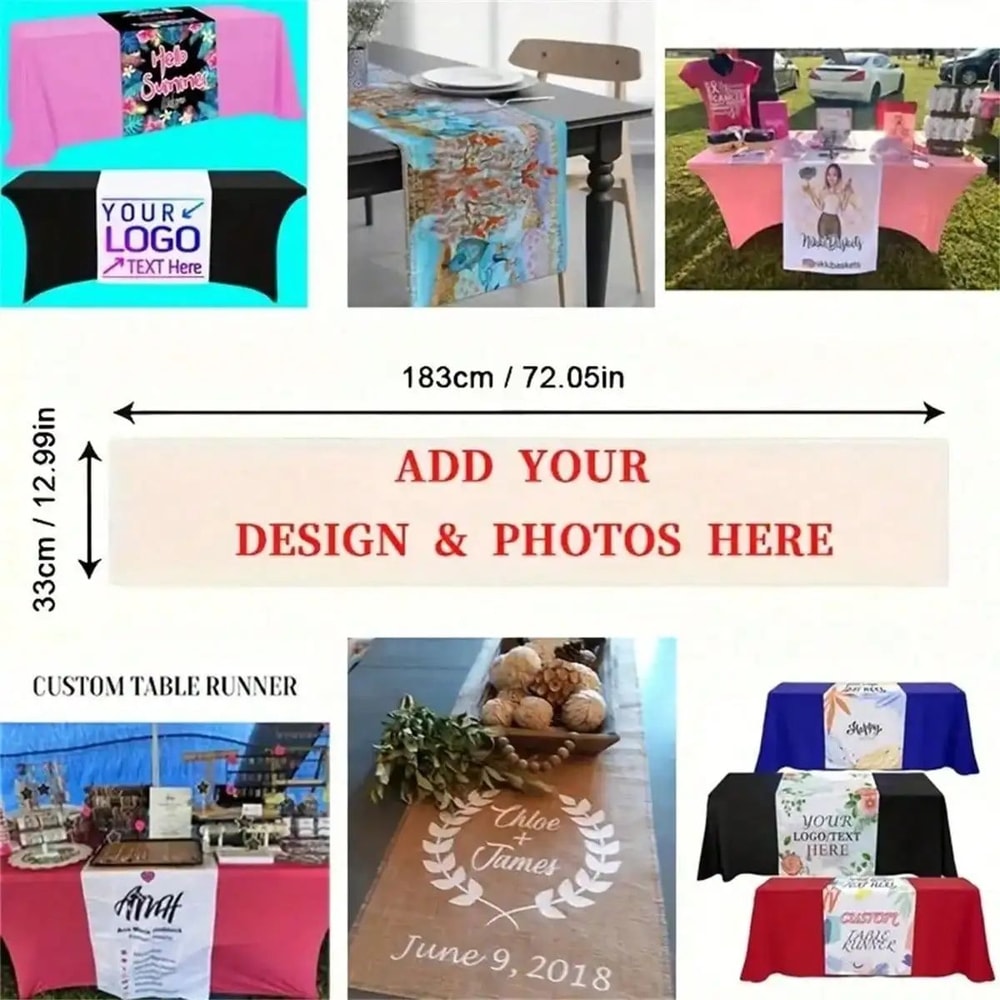 Personalized Linen Table Runner Custom Printed Wedding Holiday Dining Decor 1