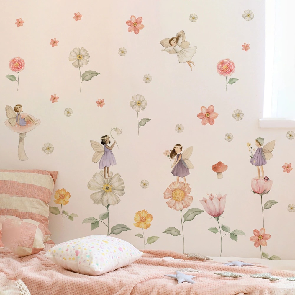 Watercolor Unicorn Fairy Wall Stickers Rainbow Animal Decals For Kids Nursery Room Decor 0