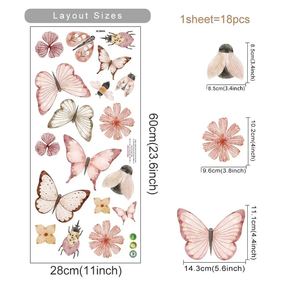 Watercolor Unicorn Fairy Wall Stickers Rainbow Animal Decals For Kids Nursery Room Decor 8