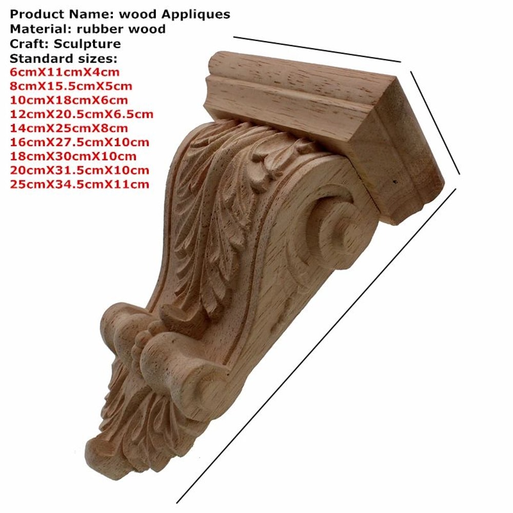 RUNBAZEF Oak Wood Carved Applique European Vintage Floral Furniture Decor 5